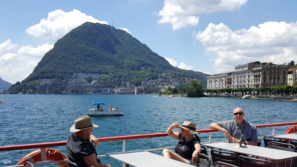 Bill with view of San Salvatore from Lugano